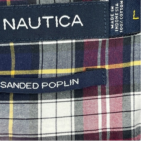 Nautica Mens Sanded Poplin Plaid Button Down Shirt Size L - Picture 6 of 6